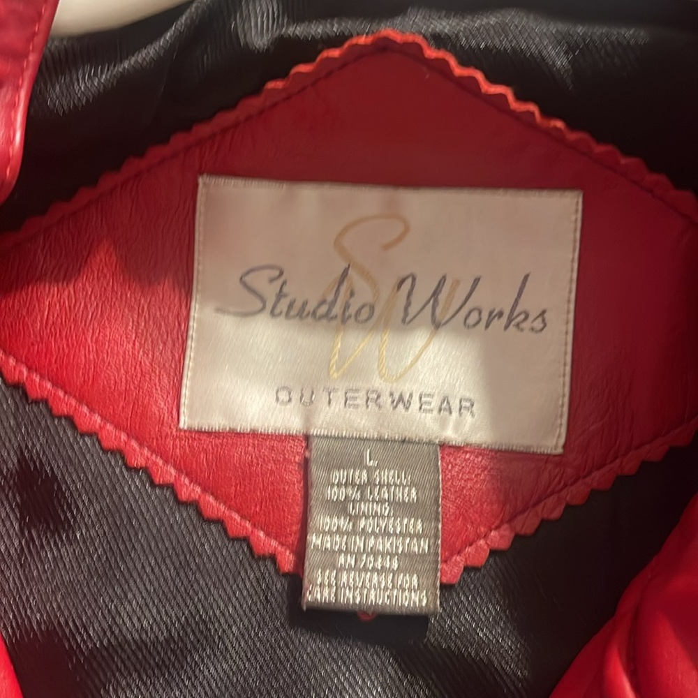 Studio Works Red Leather Quilted Jacket - Picture 5 of 5